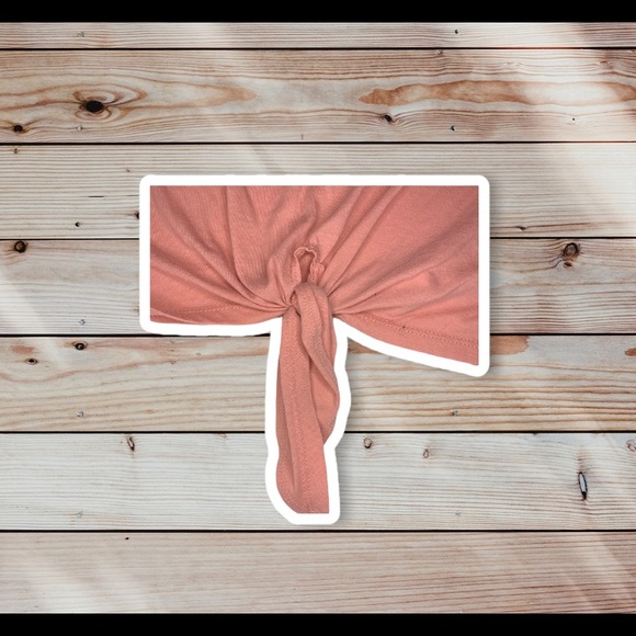 Light Pink Graphic Tee with Tie Knot at the bottom - Picture 3 of 4